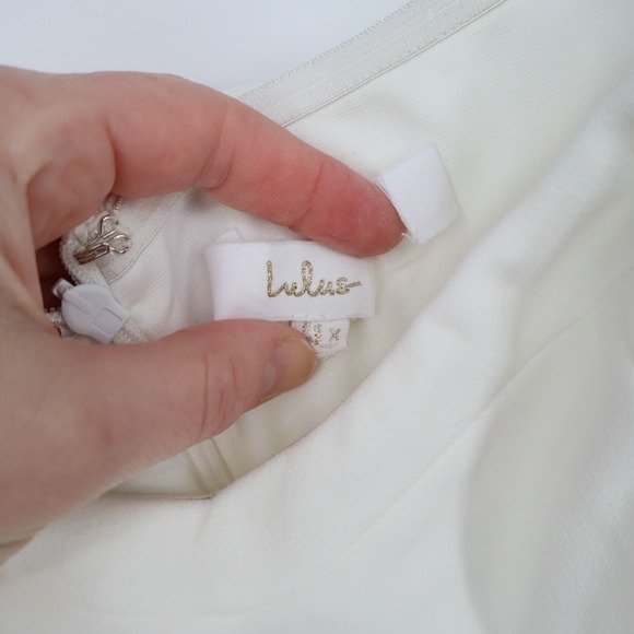 Lulus Eternally Beloved Maxi Dress Womens XL White Mesh Off-the-Shoulder Pearl - Picture 7 of 9